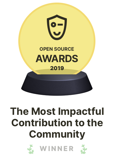 Winner of the Open Source Awards 2019 in the category "The most impactful contribution to the community"